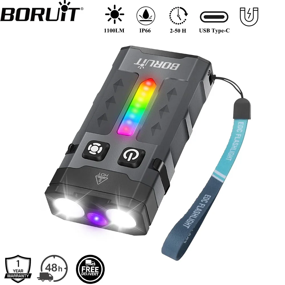 Outdoor Adventure Camp - BORUiT EV20 1100LM EDC UV 키체인