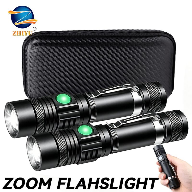Outdoor Adventure Camp - T6 LED 충전식 손전등, 18650 줌이