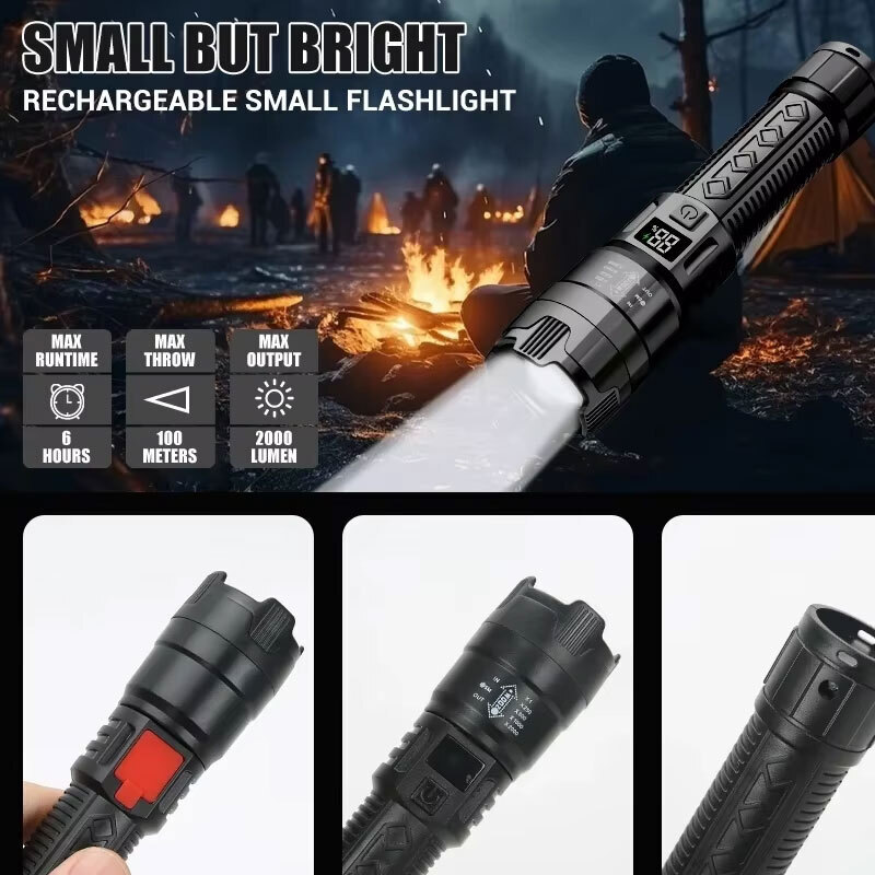 고출력 LED 손전등 2000LM 전술 토치 디스플레이 - Outdoor Adventure Camp 리뷰 및 가격