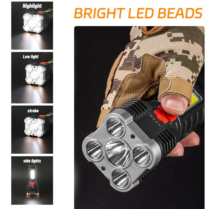 5 LED 고출력 LED 손전등 측면 조명이 있는 충전 - Outdoor Adventure Camp 리뷰 및 가격