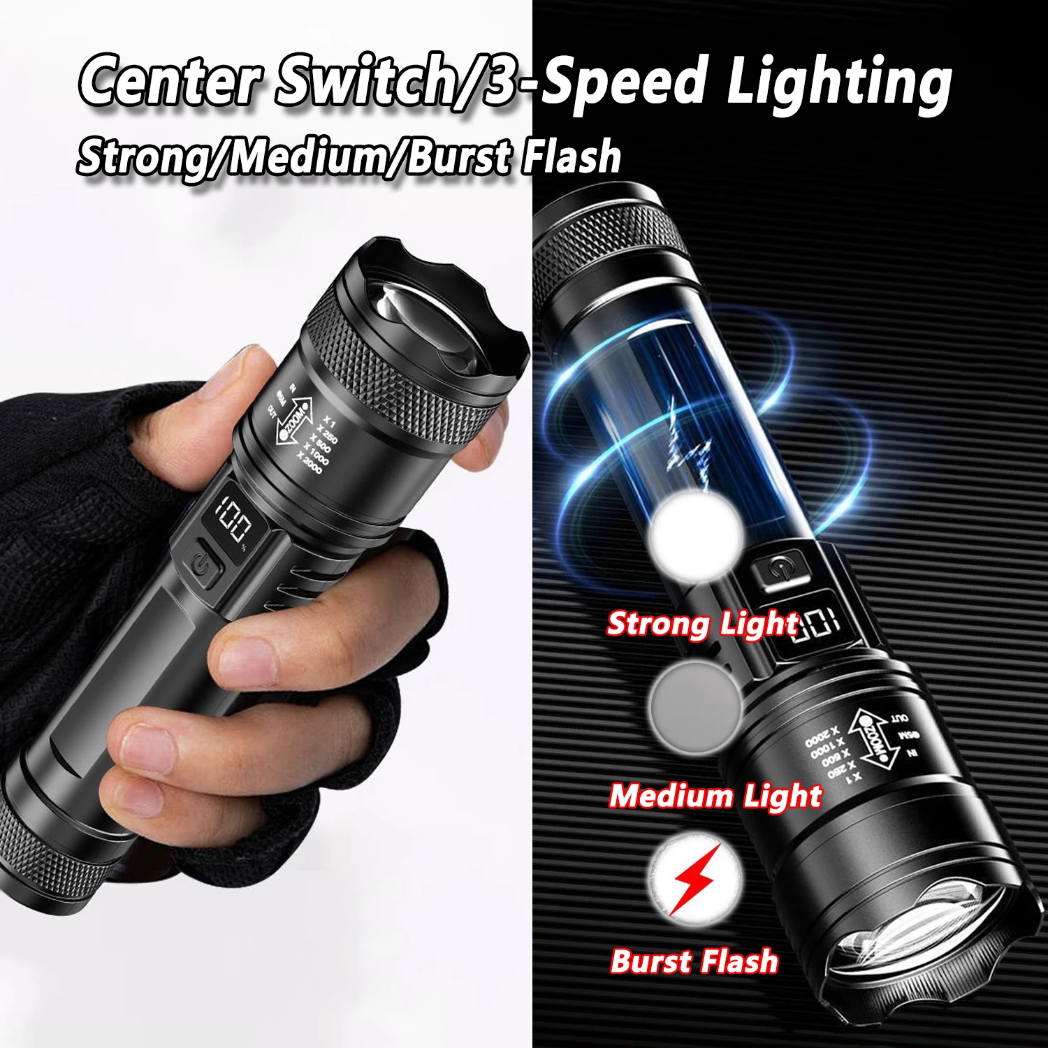 울트라 브라이트 LED 손전등 2000LM Type-C - Outdoor Adventure Camp 리뷰 및 가격