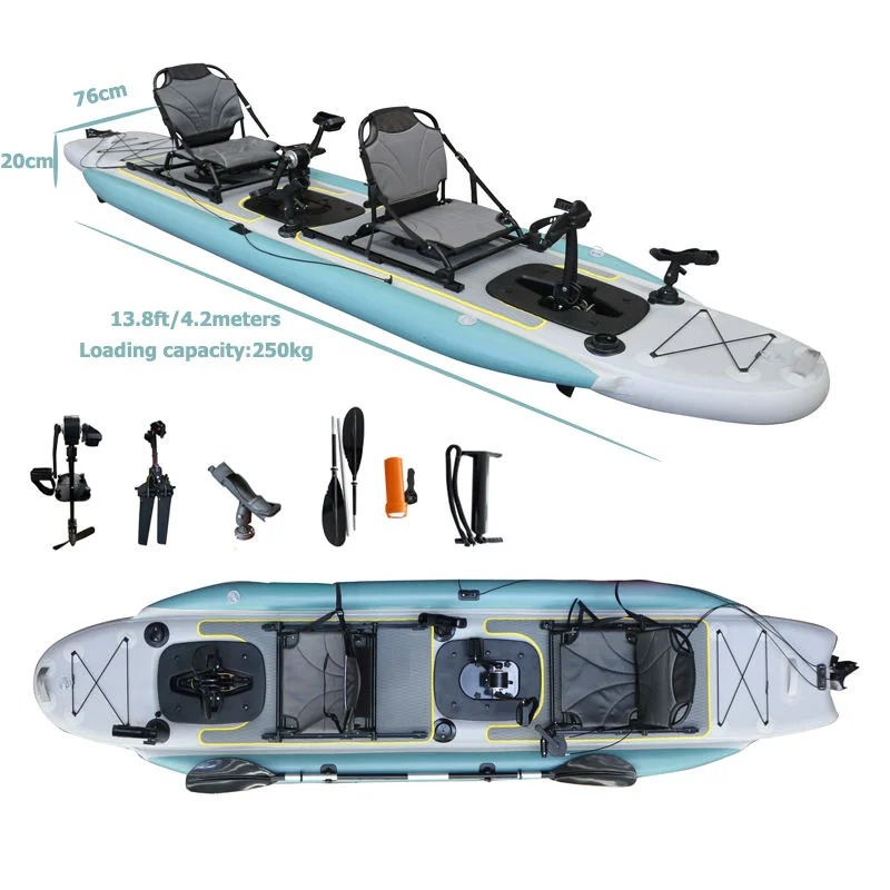 14피트 2인용 풍선식 페달 낚시 카약 (누수 방지 시 - Outdoor Adventure Kayak 리뷰 및 가격
